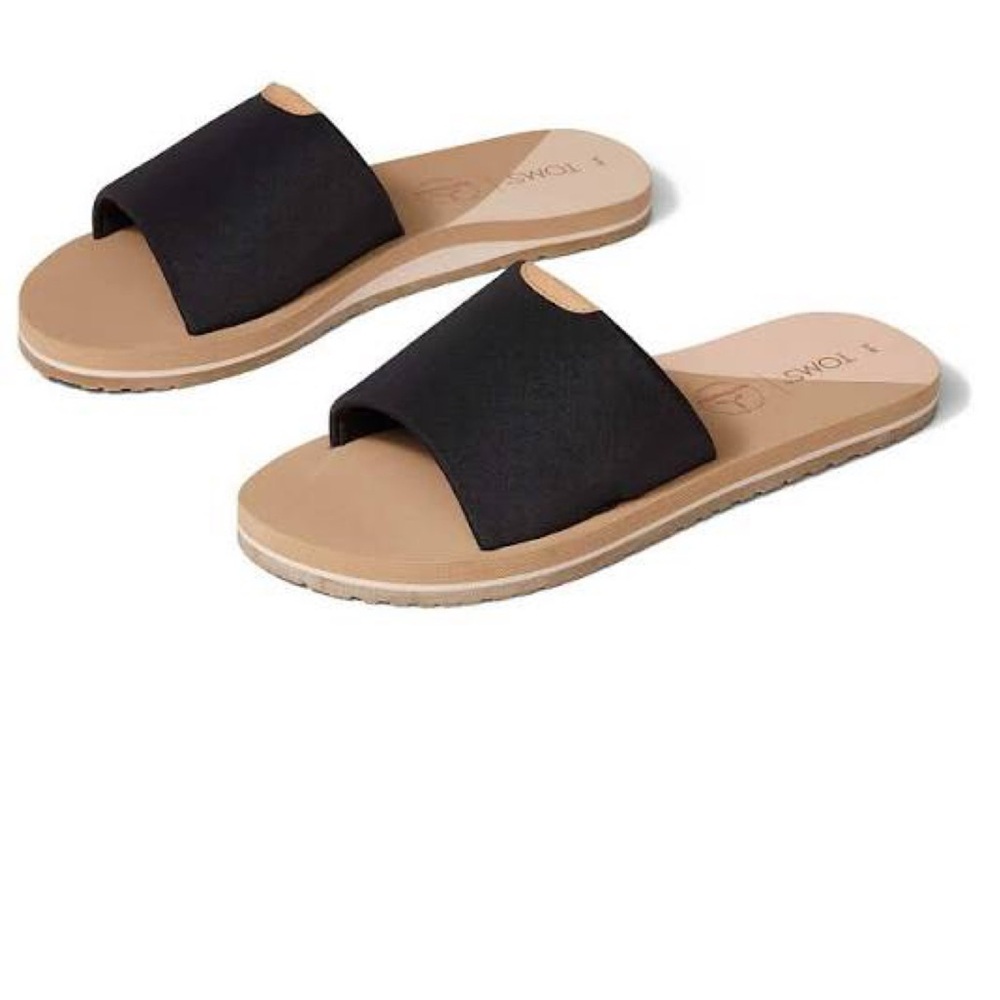 TOMS Women's Carly Slide Sandals Black Size 7 - Picture 2 of 6